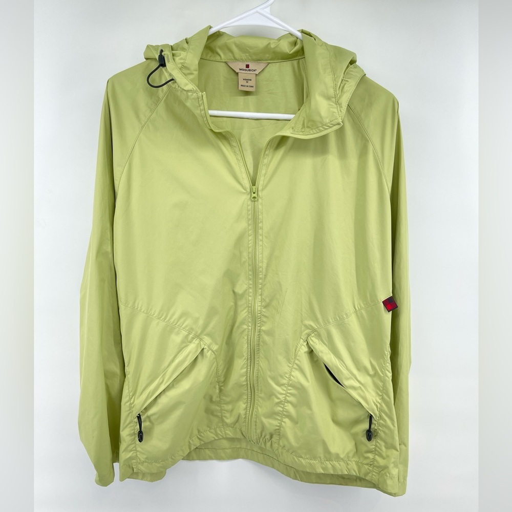Woolrich Outdoor Light Hooded Jacket Windbreaker Womens ‎ Med Zip Green